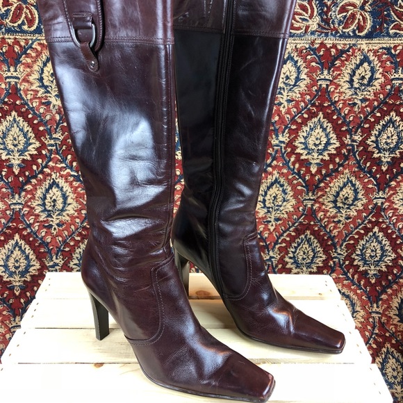 Aldo Shoes - Aldo Tall Leather Maroon Heel Boots